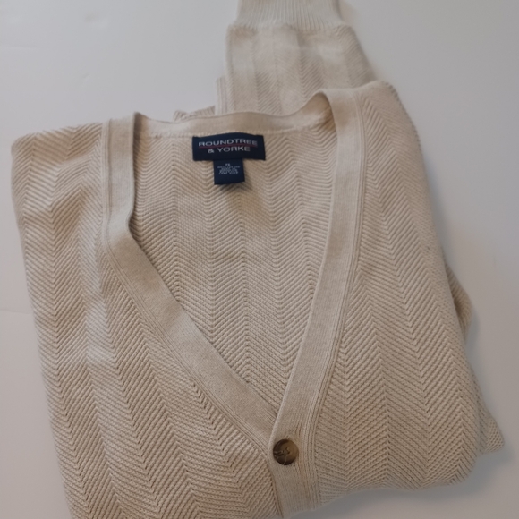 Roundtree & Yorke Other - RoundTree & Yorke 100%cotton Grandpa Button Front Sweater Cardigan Sz XL